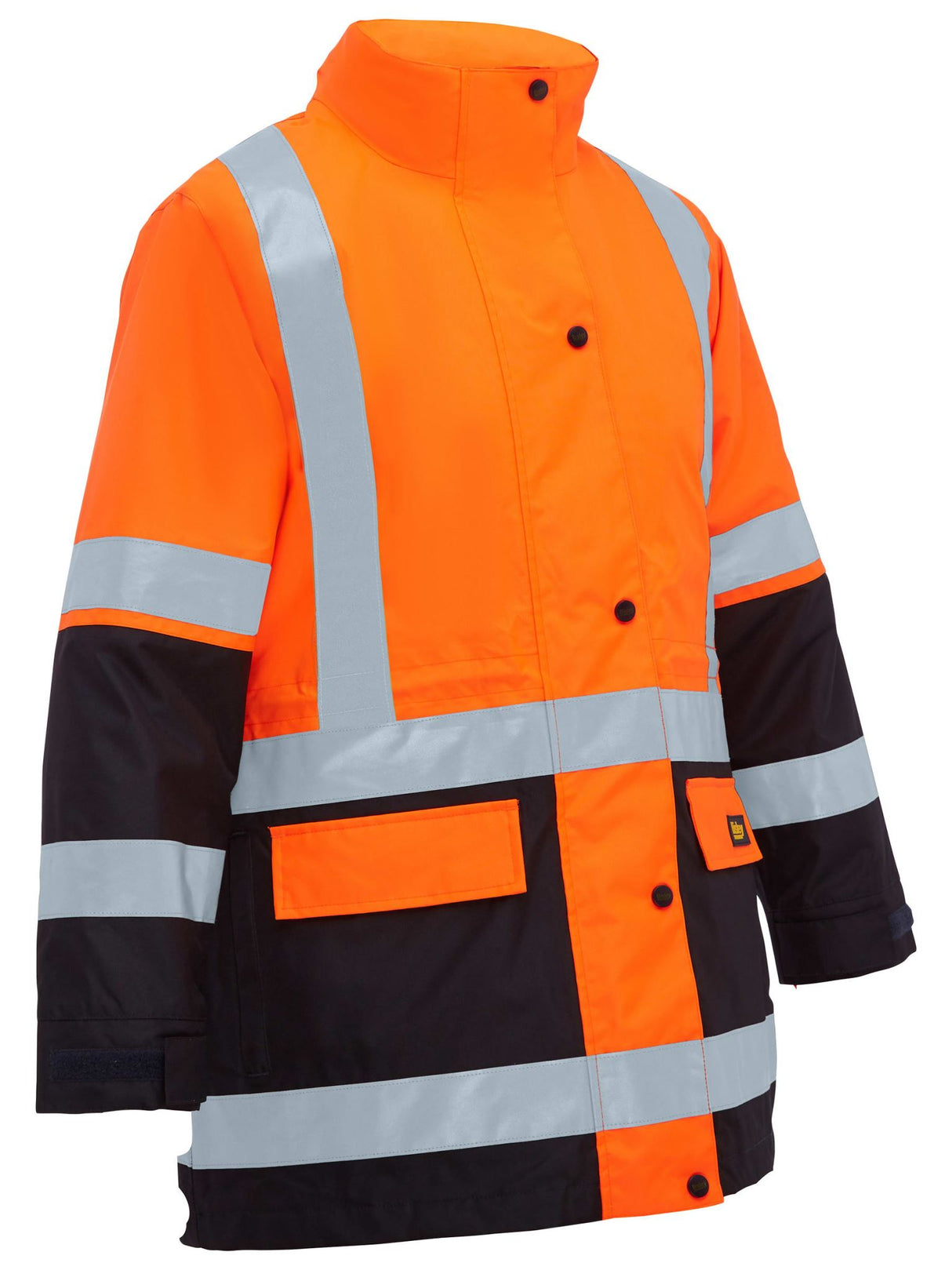 Bisley, Women's Hi Vis 5-in-1 Rain Jacket, BKL6975 - Orange/Navy (Size: 18)