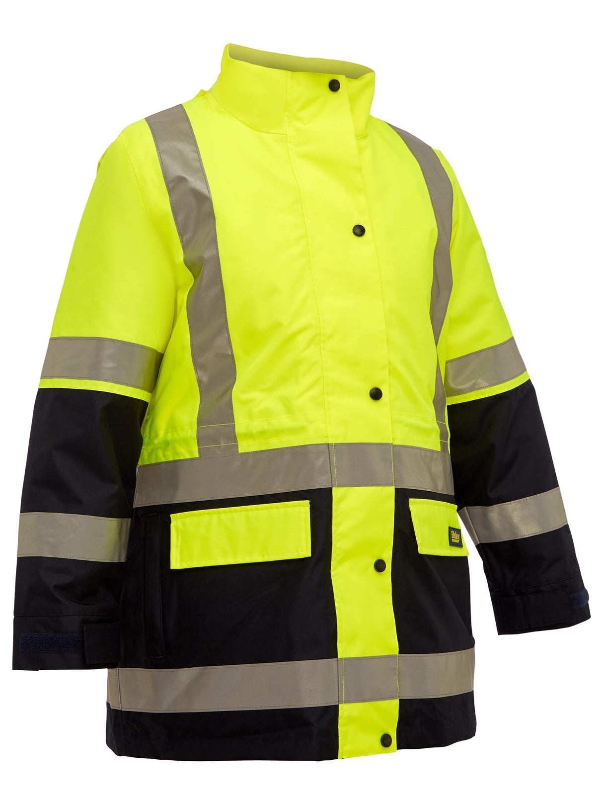 Bisley, Women's Hi Vis 5-in-1 Rain Jacket, BKL6975 - Yellow/Navy (Size: 18)