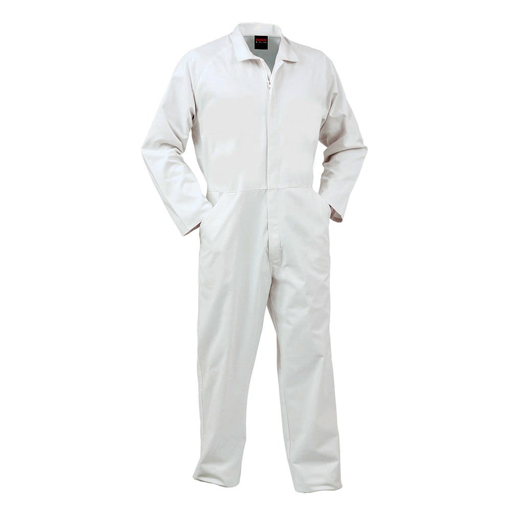 Bison, Lightweight Food Industry Zip Overall - White (Size: 107)