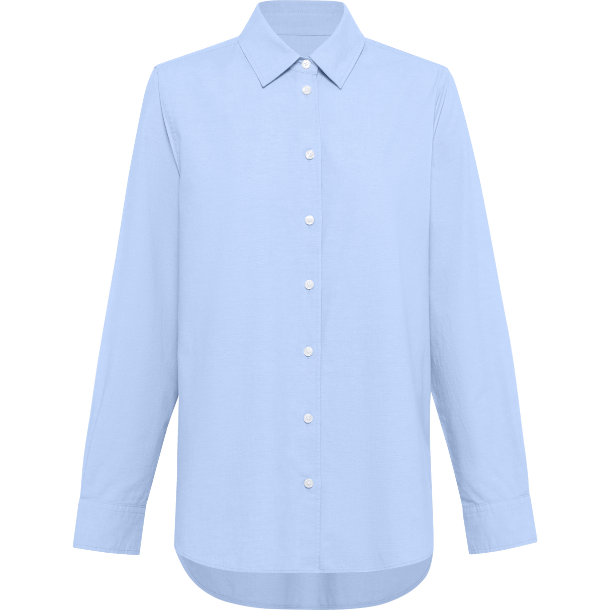 Cotton Chambray Long Sleeved Relaxed Shirt Women's - Light Blue (Size: 24)