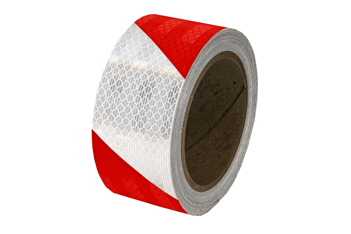 Super Brite Reflective Tape - Red/White Stripe 50mm x 9m