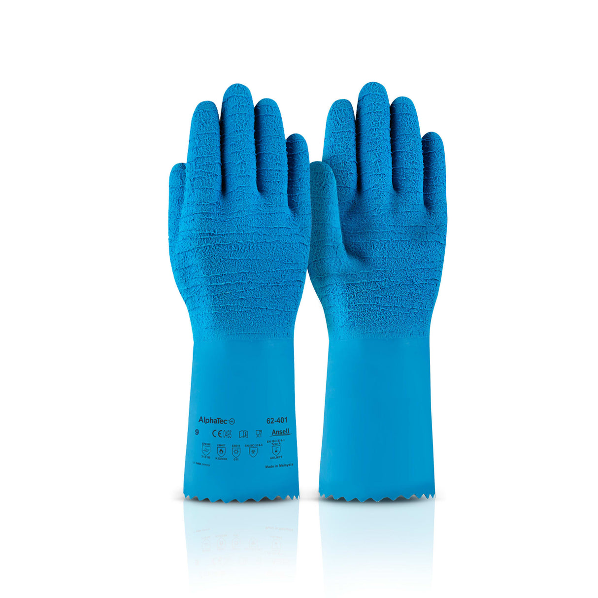 Ansell Alphatec Blue Latex Glove 62-401 (Pair) - Blue (Size: 07)