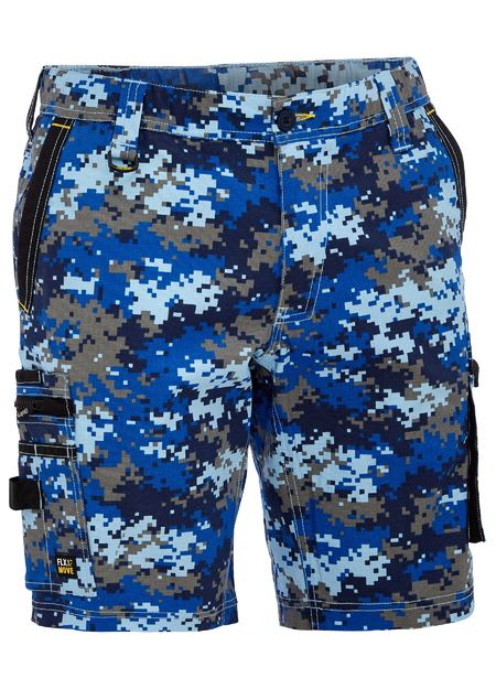 Bisley,FLX&MOVE Stretch Camo Cargo Short, BSHC1337 - Marine Digi (Size: 112)