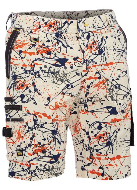 Bisley,FLX&MOVE Stretch Camo Cargo Short, BSHC1337 - Orange/Paint (Size: 117)