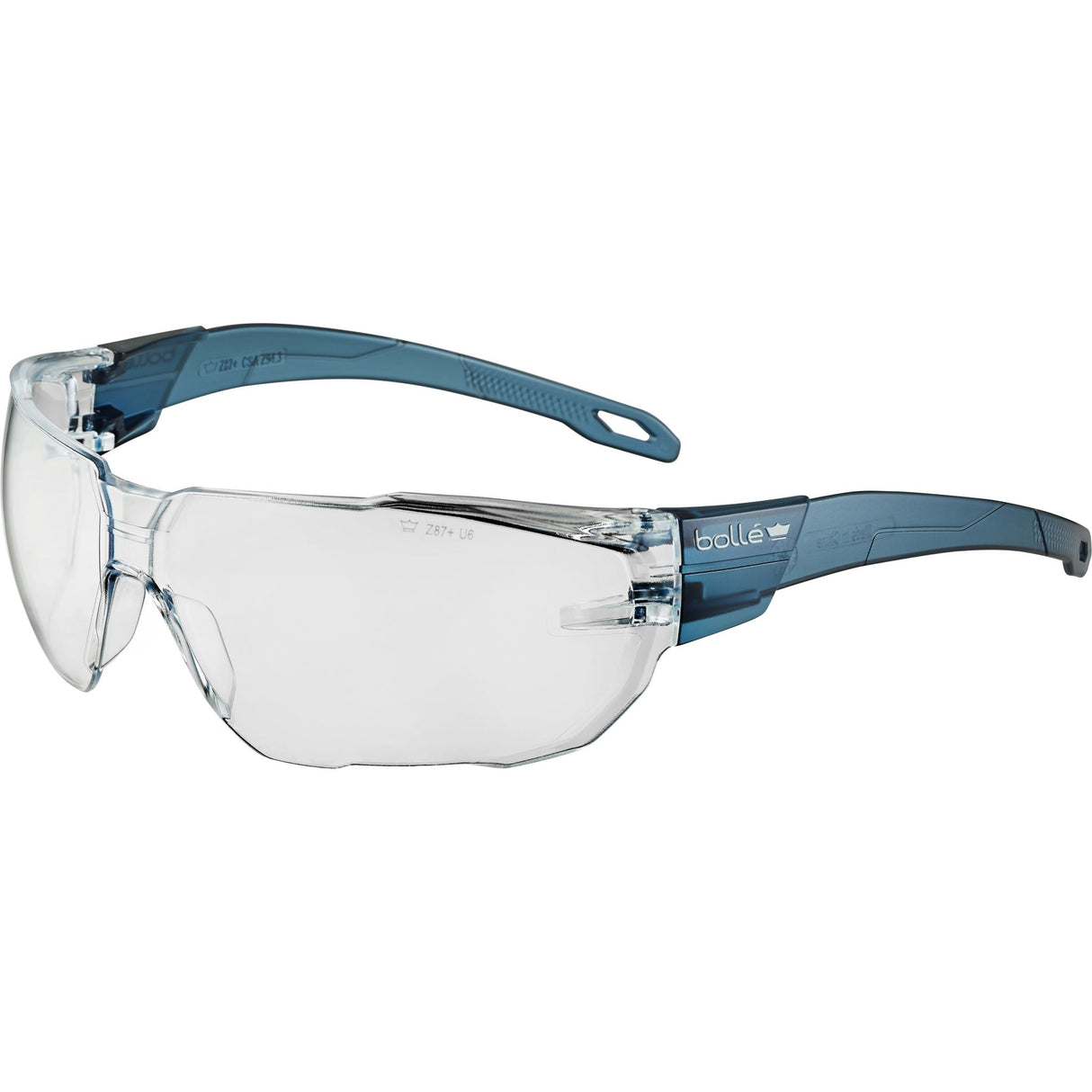 Bolle Swift Safety Glasses, Blue/Clear Frame