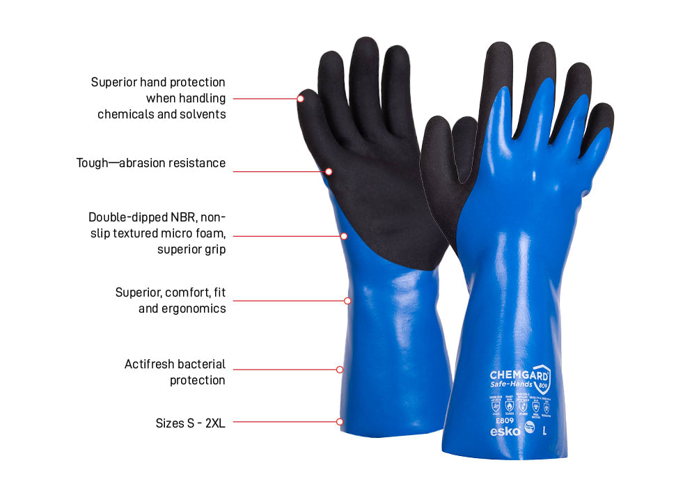 CHEMGARD DOUBLE-DIPPED NBR 30CM GAUNTLET GLOVE (Pair) - Blue - XL
