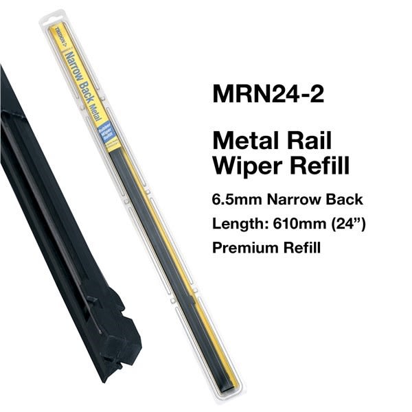 Tridon metal rail wiper r/fill nar 610mm 2pk