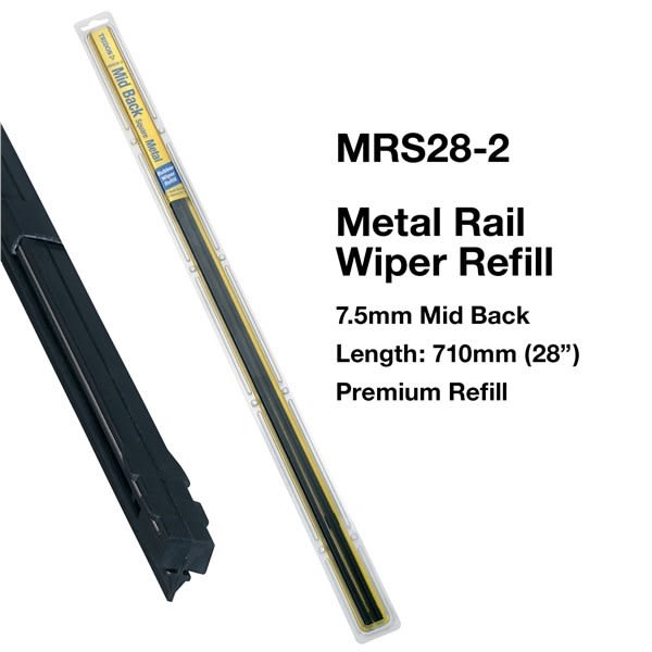 Tridon met/rail wiper r/fill mid sq 710mm 2pk