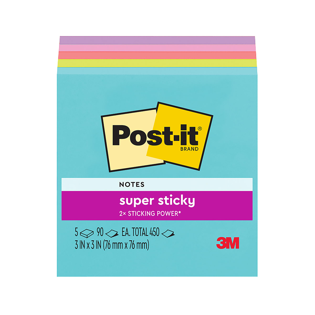 Post-it Super Sticky Notes Miami 76x76mm (Pack)