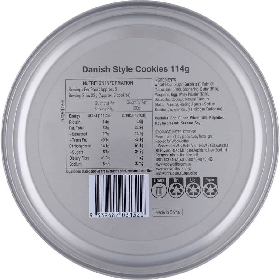 Woolworths Cookies Assorted Designs Tin 114g