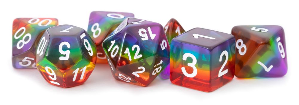 Fanroll: 16mm Resin Polyhedral Dice Set: Translucent Rainbow