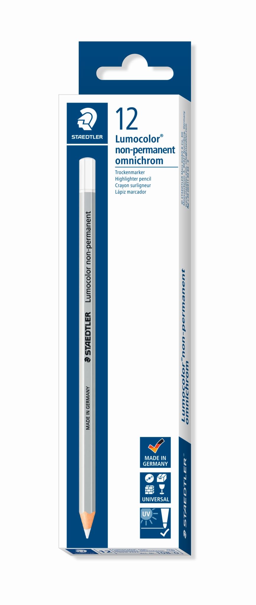 Lumocolor Omnichrom Non Permanent Pencil - White (Pack of 12)