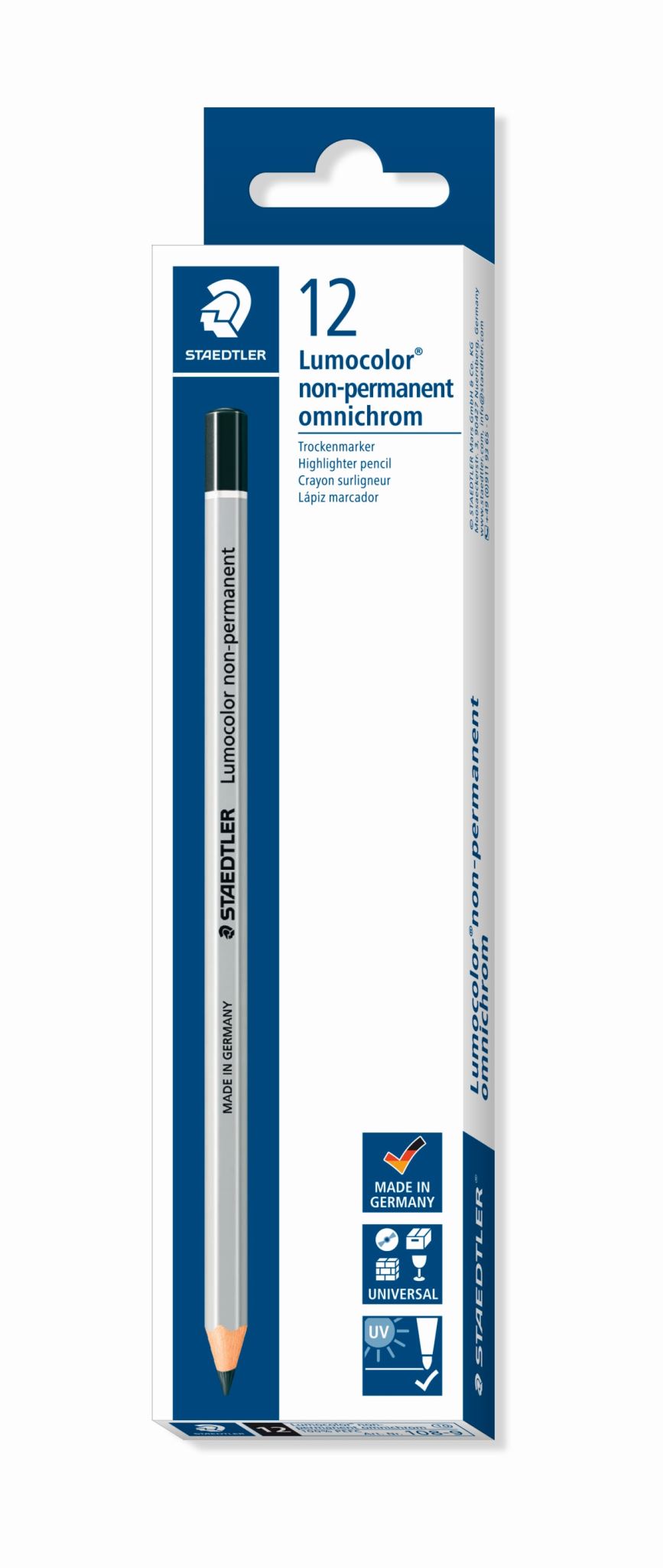 Lumocolor Omnichrom Non Permanent Pencil - Black (Pack of 12)