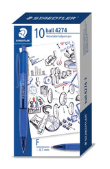 Staedtler Luna Retractable Ball Pens 0.7mm Blue (Pack of 10)