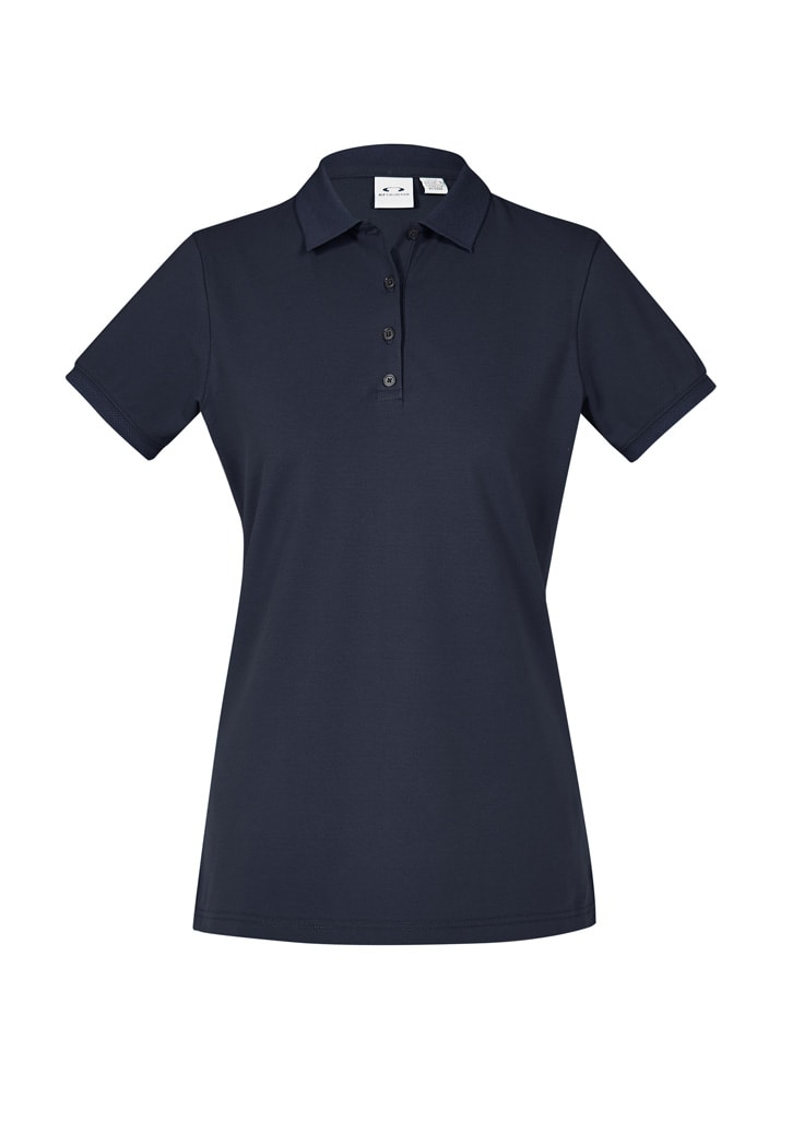 Womens City Short Sleeve Polo - Black - Navy (Size: 12)