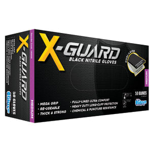 TGC X-Guard Nitrile Gloves Black 280mm, S-2XL Pack of 50 - Standard - M