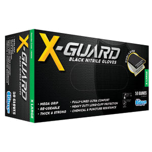 TGC X-Guard Nitrile Gloves Black 280mm, S-2XL Pack of 50 - Standard - XL