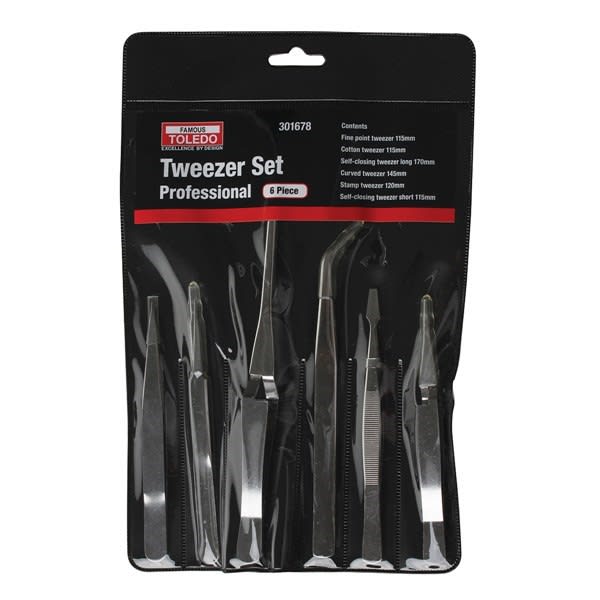 Toldeo Professional 6 piece Tweezer Set