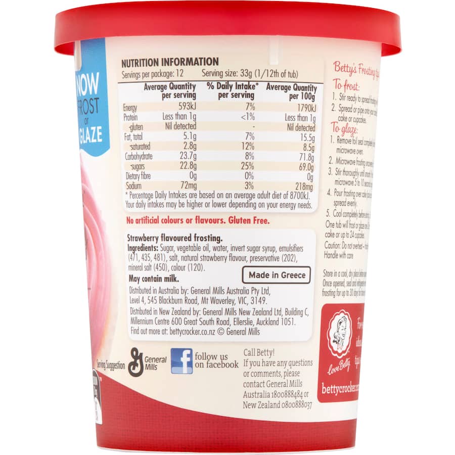 Betty Crocker Cake Icing Strawberry 400g