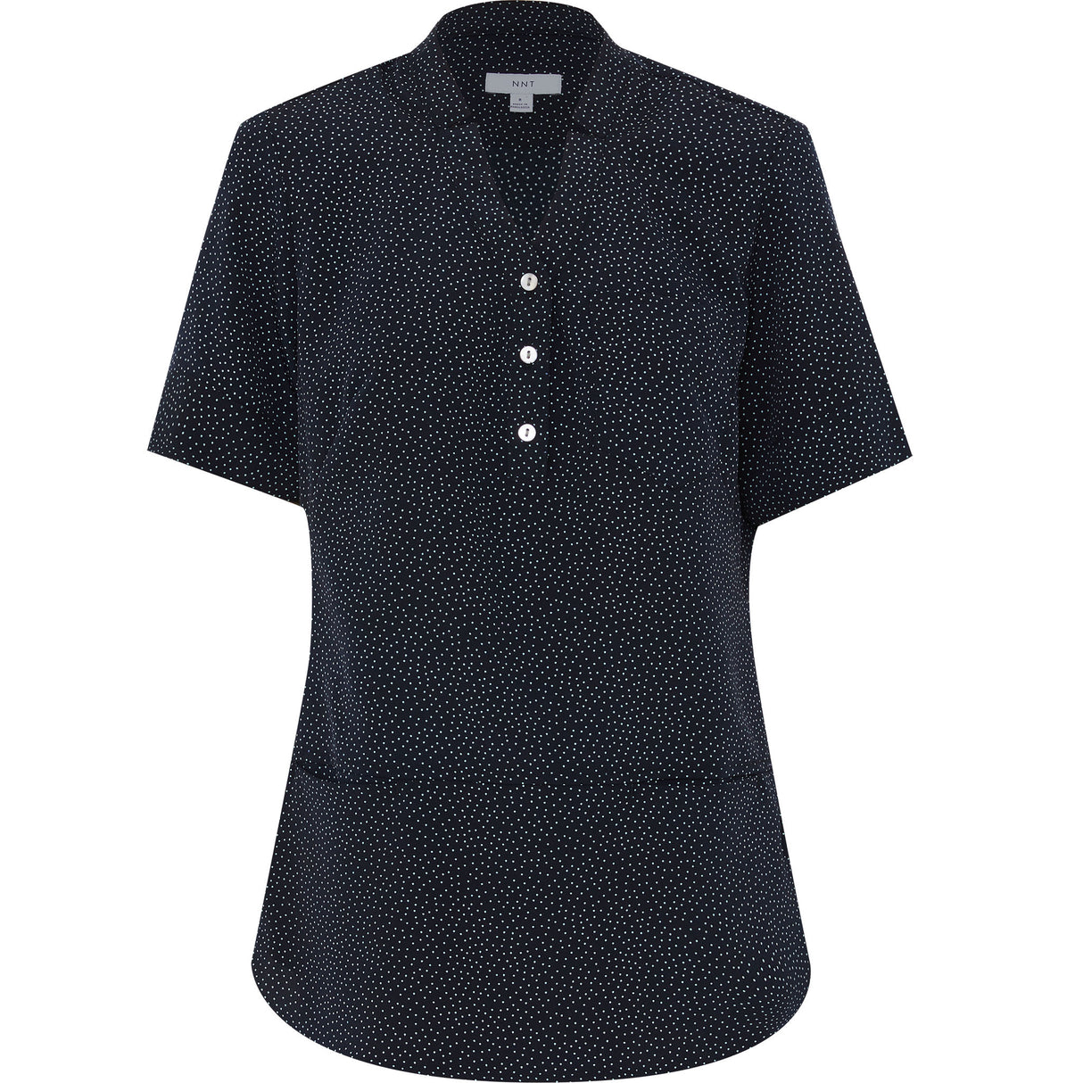 NNT Silvi Spot Print Short Sleeve Tunic CAT9XP - Char/White (Size: 18)
