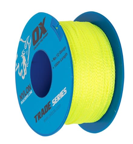 OX Trade Nylon Builders Line No.12 Gauge Lime 100m