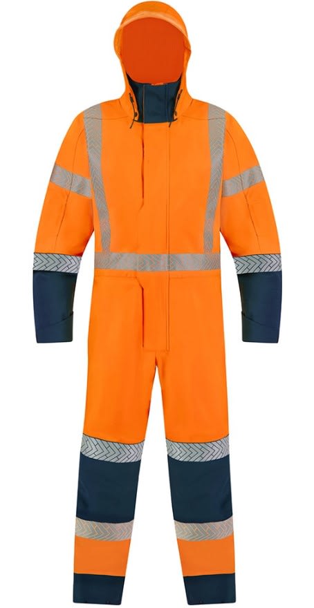 Bison, Extreme Flex Rain TTMC Overall, 483501ONX - Orange/Navy (Size: M)