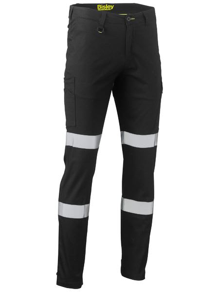 Bisley, Taped Stretch Cotton Cargo Pant, BPC6008T Regular Fit - Black (Size: 77)