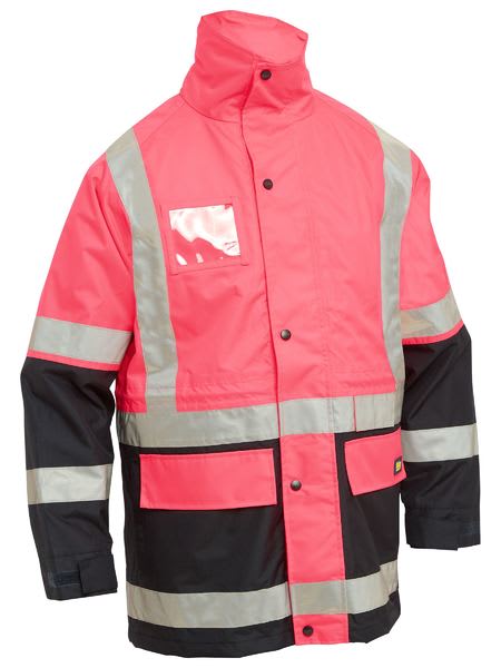 Bisley, 5-IN-1 Rain Jacket, BK6975 - PINK/NAVY (Size: 2XL)