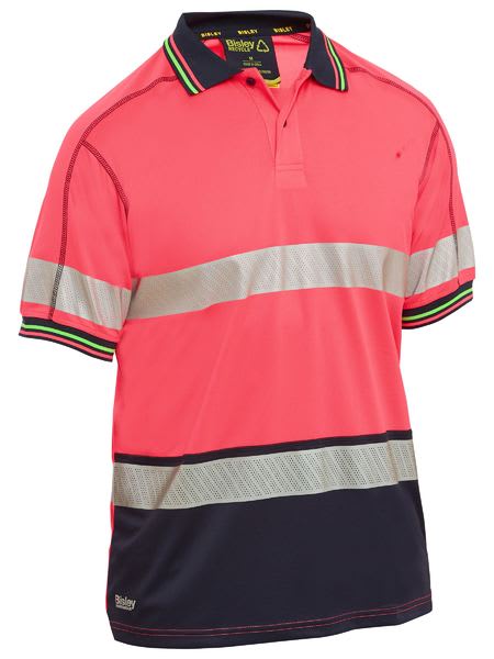 Bisley, Hi Vis Mesh Polo, BK1219T - PINK/NAVY (Size: M)