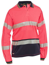 Bisley, Hi Vis Mesh Long Sleeve Polo, BK6219T - Orange/Navy - 3XL