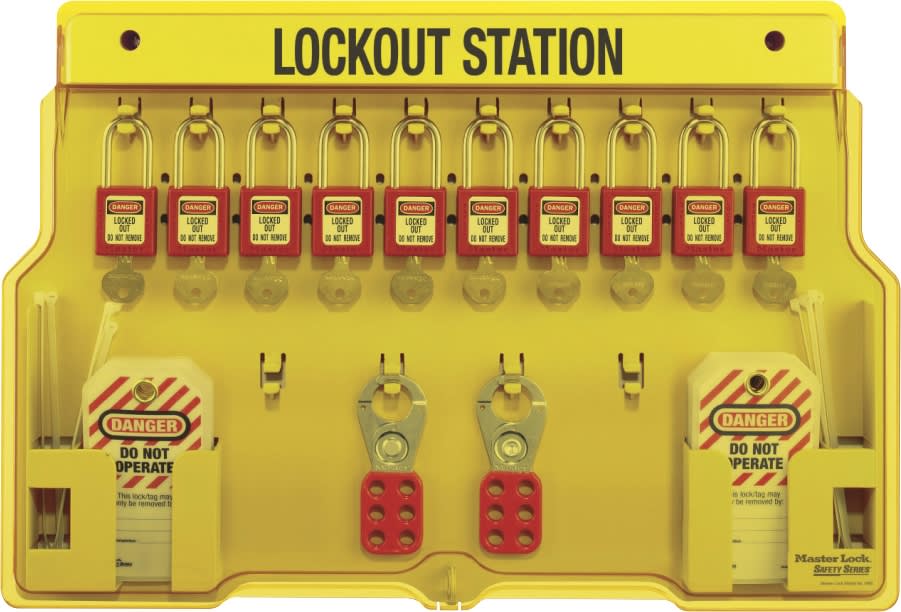 Covered Lockout Station,10 Padlock wth Accessories