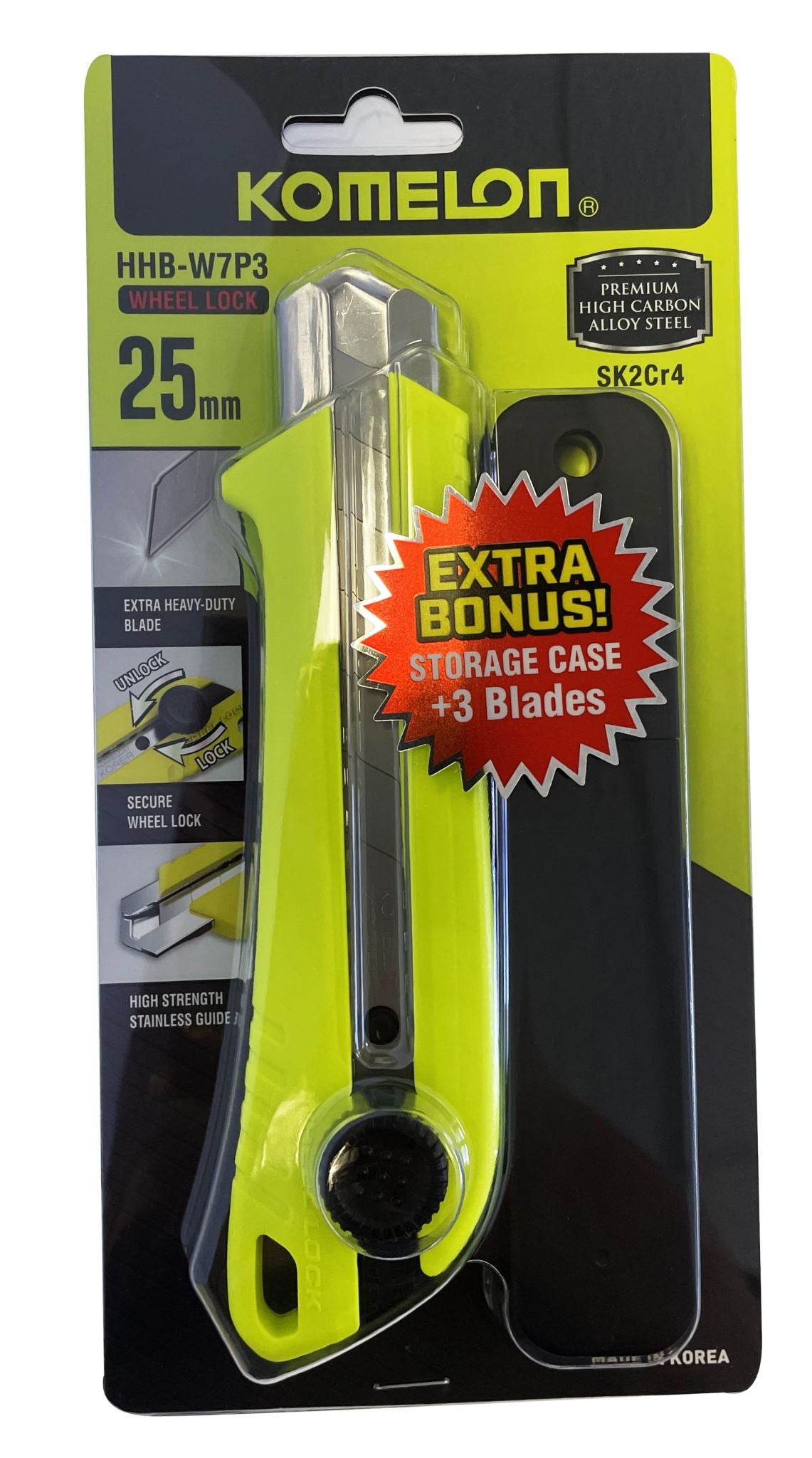 Komelon Snap Off High-Viz Ergonomic Non-Slip Knife 25mm