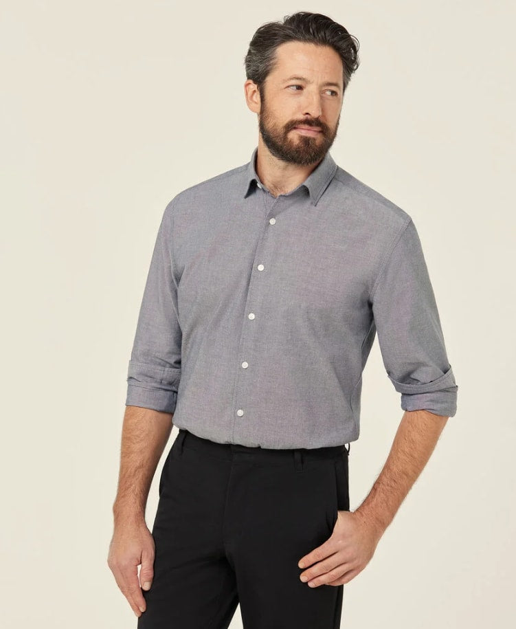 NNT Cotton Chambray Long Sleeve Shirt CATJJU - Charcoal (Size: 42)