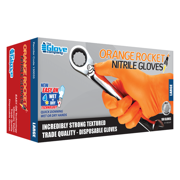 Orange Rocket Nitrile Gloves - Orange - 2XL