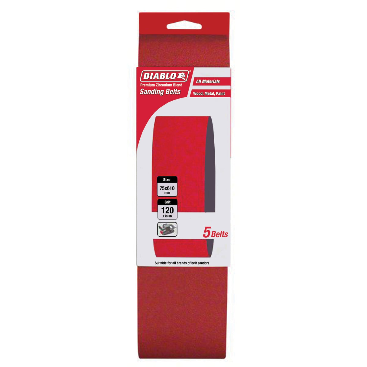 Diablo Sanding Belt 75mm x 610mm 120G Pack of 5