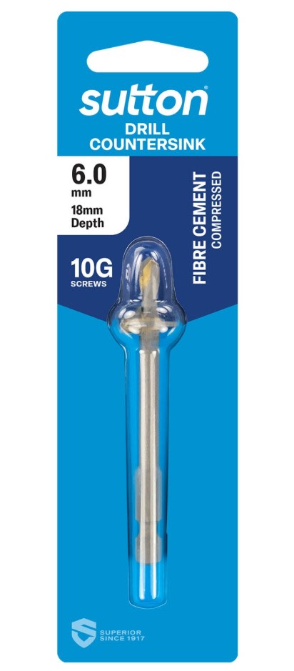 Sutton Drill TCT & Countersink TCT Hex Shank D 6.0MM x 18MM (Each)