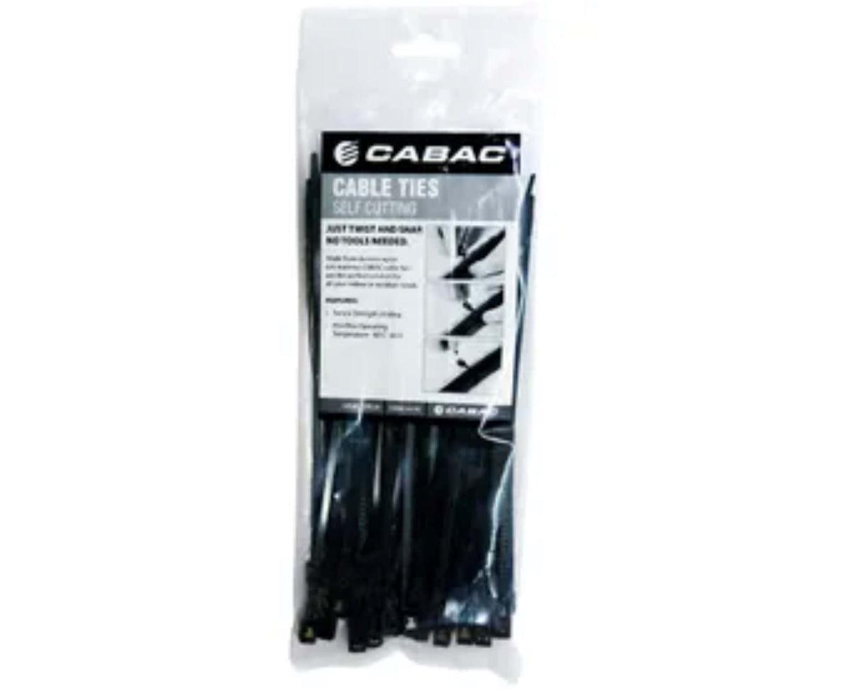 Cabac Nylon 66 Black Self Cutting Cable Tie UV 203 x 4.3mm 50 (Pack)