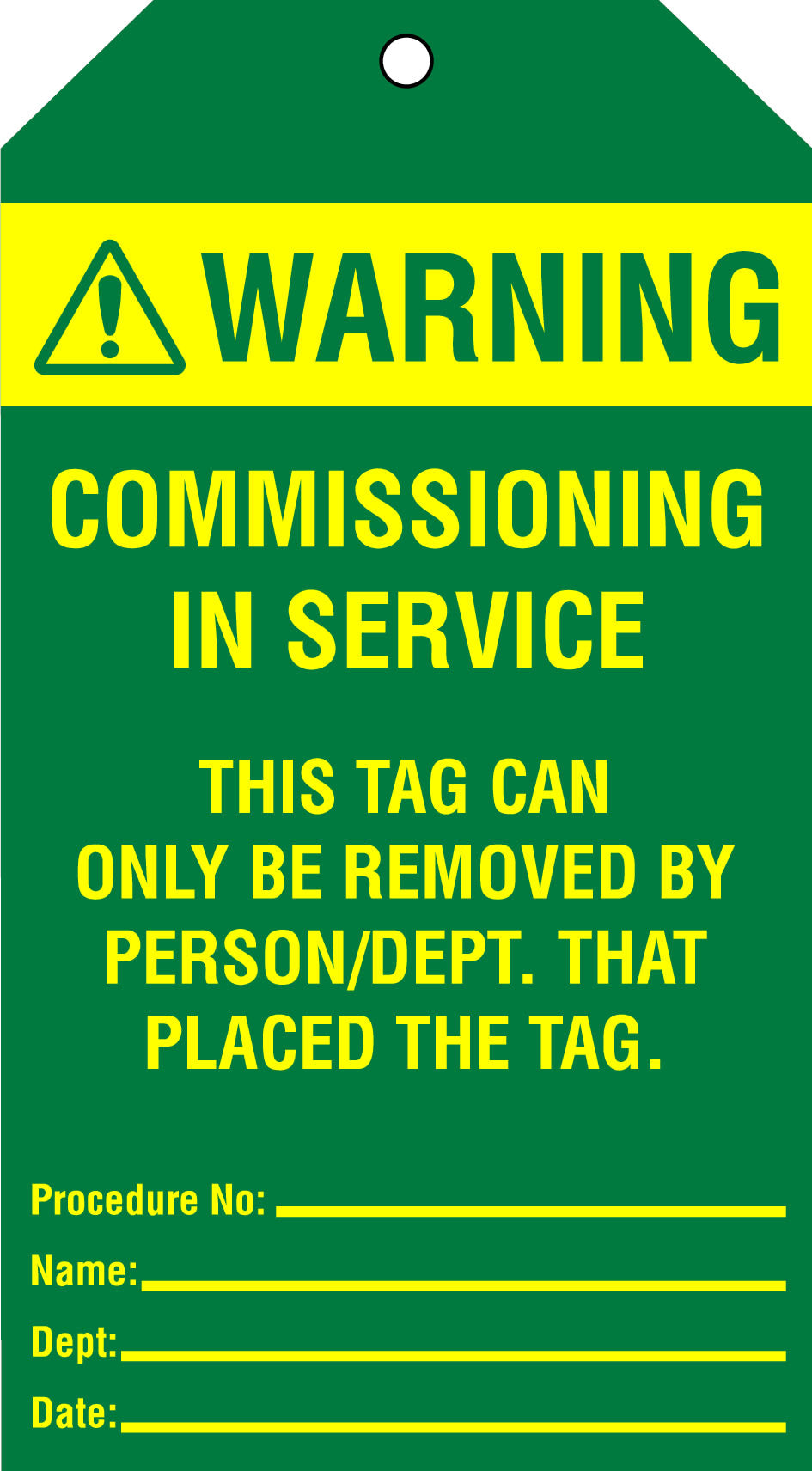 Accident Prevention Tags Commissioning In Service 25 (Packet)