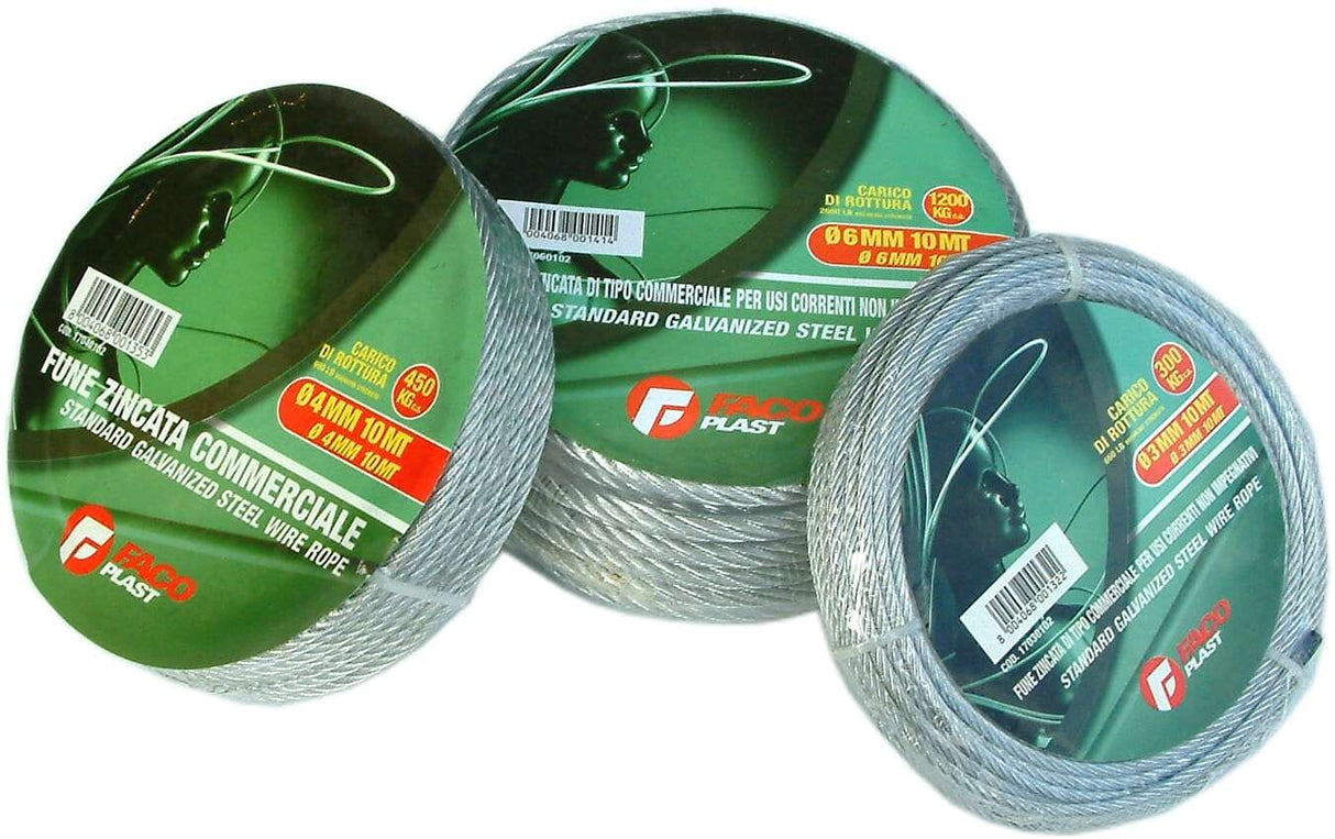 Faco Galvanised Wire Rope BS 1M X 6MM 1200KG (Each)