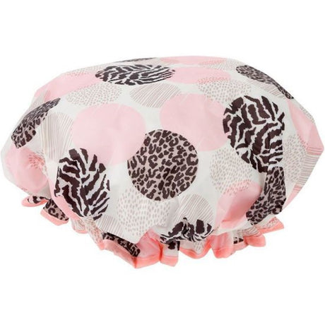 Vibrant Cala Shower Cap Wild Style with bold design, waterproof material, and spacious fit for all hair types.