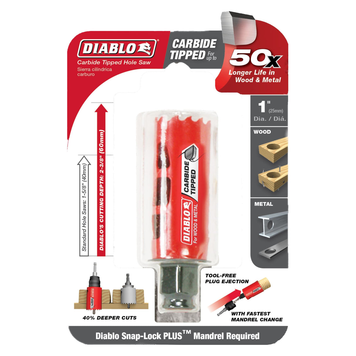 Diablo Carbide-Tipped Hole Saw 60mm depth 32mm, 1-1/4" (Each)
