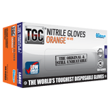 TGC Nitrile Gloves Powder Free Hi-Vis Orange Large Pack of 100