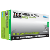 TGC Xtra Long Nitrile Gloves Powder Free Grey 400mm, XL (Pack of 40)