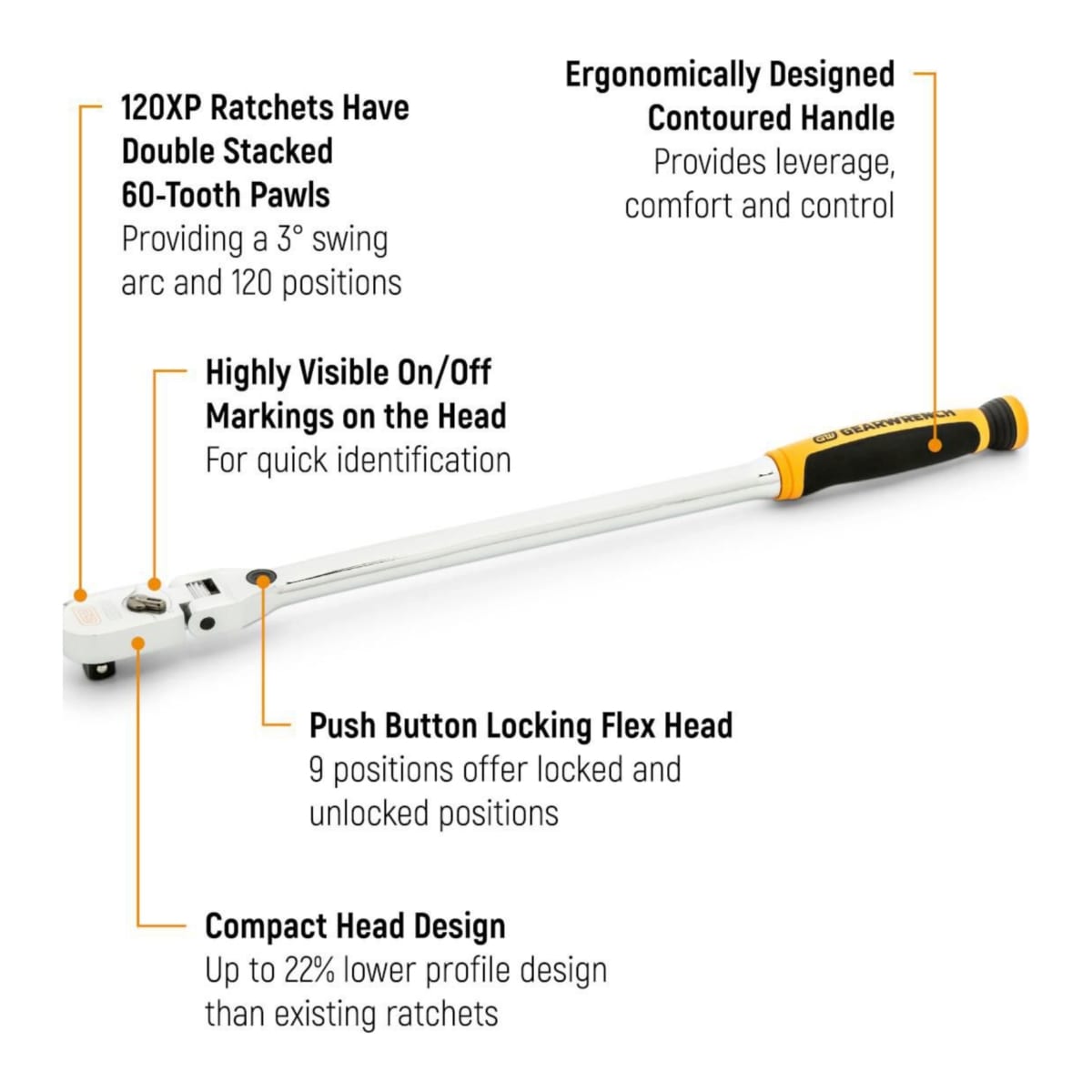 GearWrench 120XP Locking Flex Head Ratchet 9" 229 x 20 x 19mm