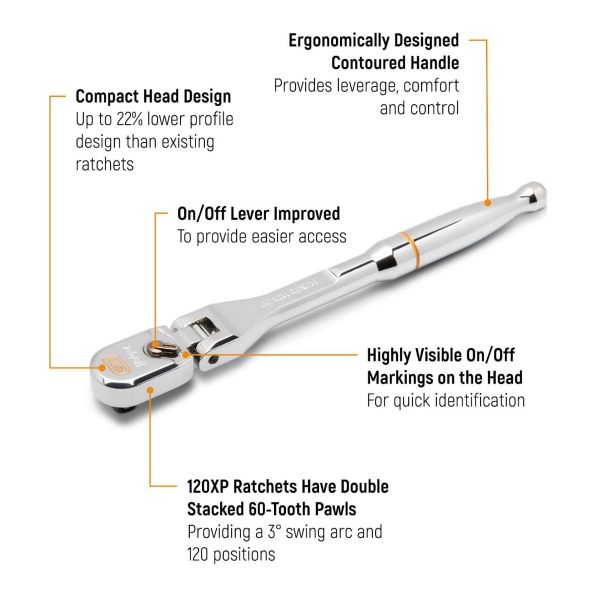 GearWrench 1/4" Drive 120XP Flex Head Ratchet 240 x 58 x 36mm