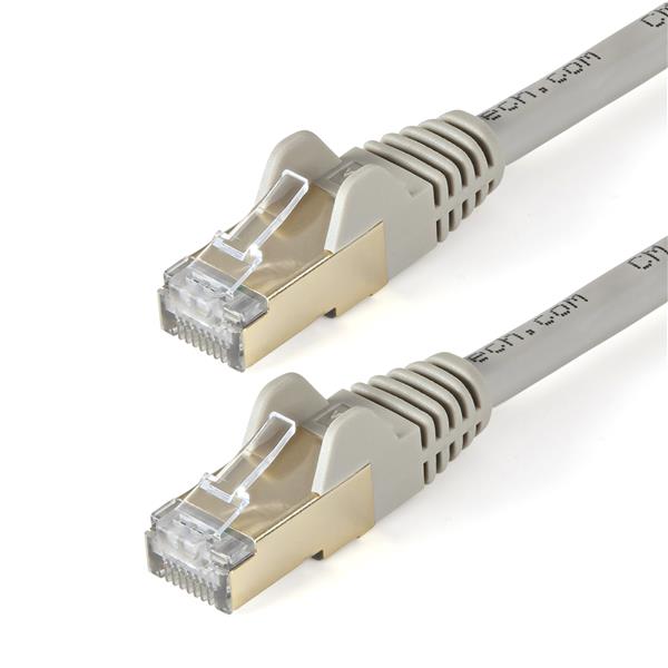 1.5m grey CAT6a shielded Ethernet cable with RJ45 connectors for reliable 10 Gigabit network performance.