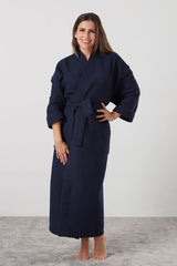 Waffle 50/50 Bathrobe / Robe - Navy (One Size) - BAKSANA