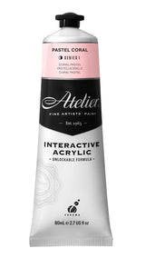 ATELIER 80ml PASTEL CORAL acrylic paint in a soft coral hue for versatile, high-quality artistic creations.