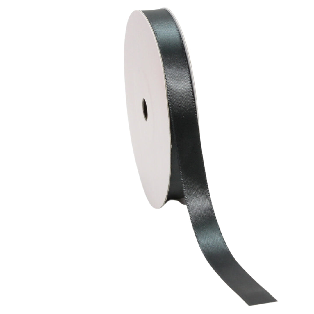 FD Satin Single Face Ribbon in Charcoal 15mm x 50m