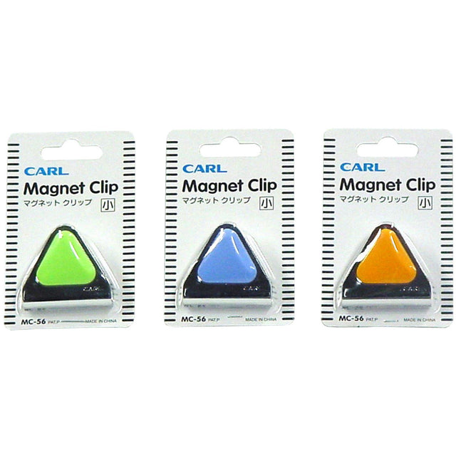 Carl Mc56 Green Magnetic Clip 45mm, durable stainless steel, ideal for organizing papers on magnetic surfaces.